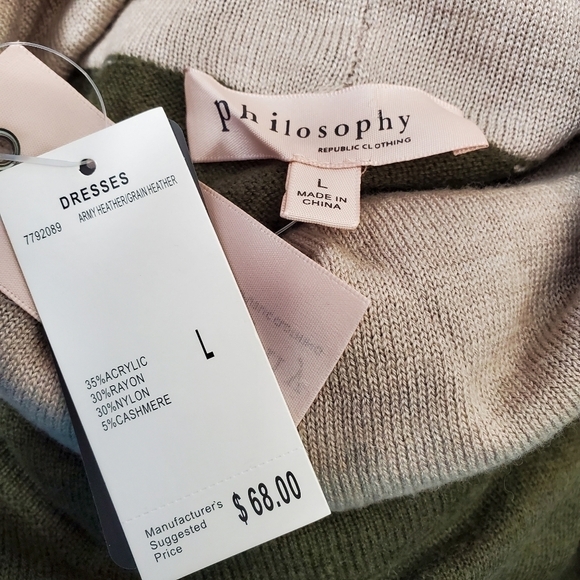 Philosophy Sweater Dress Turtleneck Olive - Picture 10 of 10